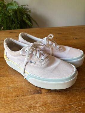 Vans Era Stacked Platform 500714 Pink Pastel Canvas Lace Up Sneaker Womens 10